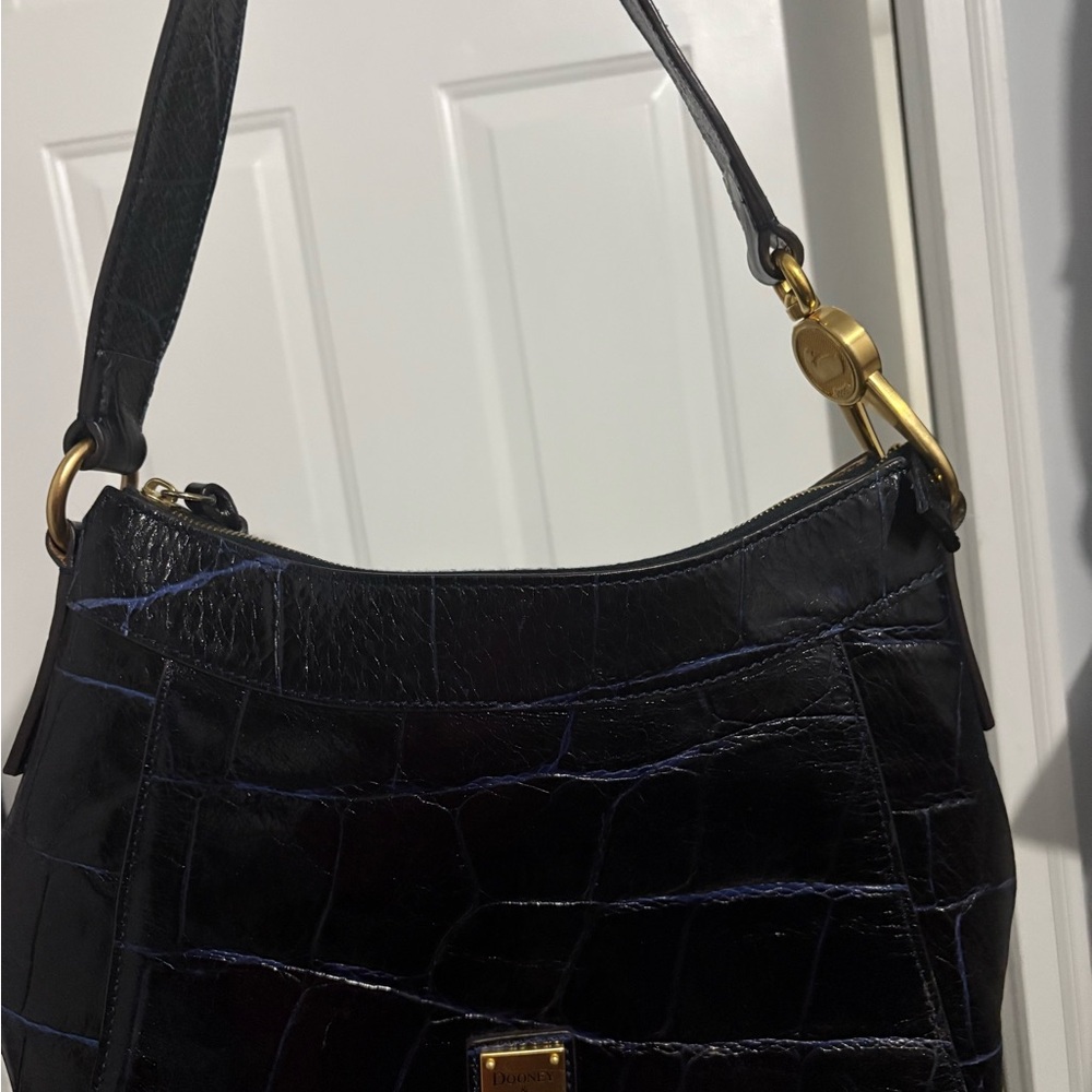 Dooney & Bourke Black Crocodile-Embossed Shoulder Bag